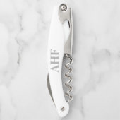 Modern Elegant Grey Monogram Initialen Kurkentrekker (Achterkant)