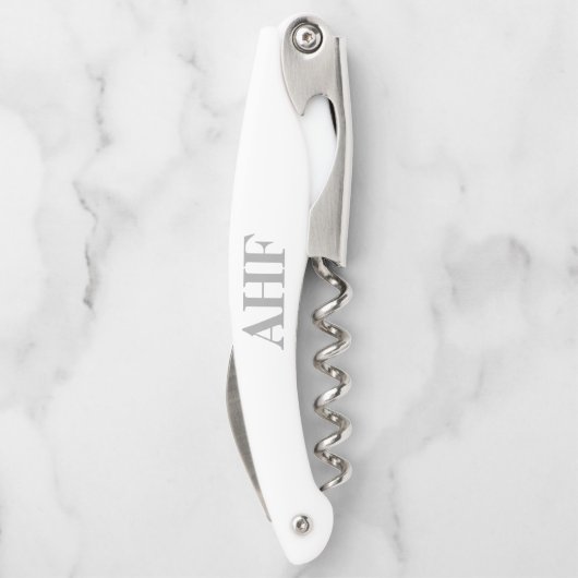 Modern Elegant Grey Monogram Initialen Kurkentrekker (Achterkant)