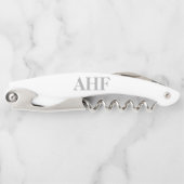 Modern Elegant Grey Monogram Initialen Kurkentrekker (Voorkant)