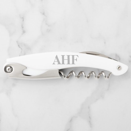 Modern Elegant Grey Monogram Initialen Kurkentrekker (Voorkant)