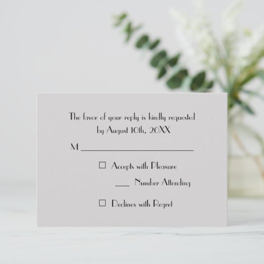 Modern Elegant Grey Party RSVP Invitation Kaart (Staand voorkant)