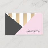 Modern Elegant Grey Roos Golden Stripes Visitekaartje (Voorkant)