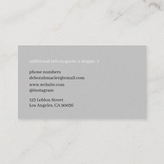 Modern Elegant Grey Visitekaartje met Logo Afbeeld (Achterkant)