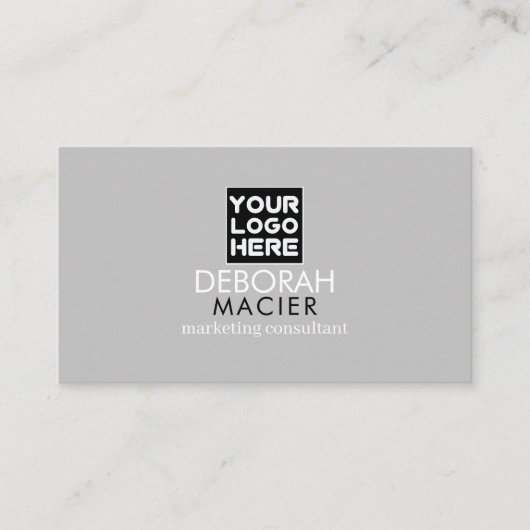 Modern Elegant Grey Visitekaartje met Logo Afbeeld (Voorkant)