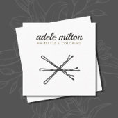 Modern Elegant Grey White Bobby Pins Haarstylist Vierkante Visitekaartje