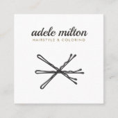 Modern Elegant Grey White Bobby Pins Haarstylist Vierkante Visitekaartje (Voorkant)