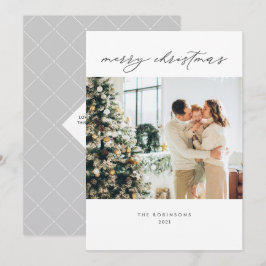 Modern Elegant Grey White-kerstfoto Feestdagenkaart