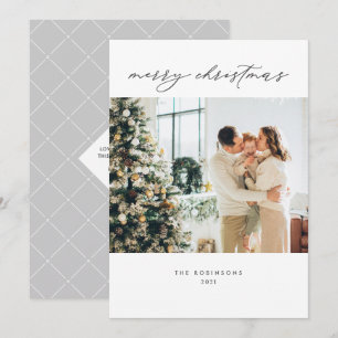 Modern Elegant Grey White-kerstfoto Feestdagenkaart
