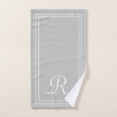 Modern Elegant Grey & White Monogram Bad Handdoek (Handdoek)