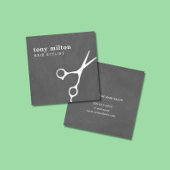 Modern Elegant Grey White Scissors Hair Stylist Vierkante Visitekaartje