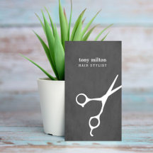 Modern Elegant Grey White Scissors Hair Stylist