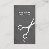Modern Elegant Grey White Scissors Hair Stylist Visitekaartje (Voorkant)