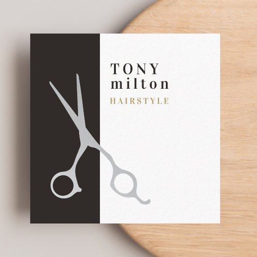 Modern Elegant Grey White Stripes Hair Stylist Vierkante Visitekaartje