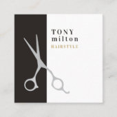 Modern Elegant Grey White Stripes Hair Stylist Vierkante Visitekaartje (Voorkant)