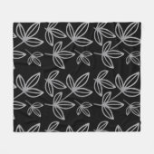 Modern Elegant grijs blad zwart Fleece Deken (Voorkant (Horizontaal))