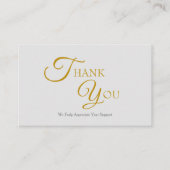 Modern Elegant Grijs en Goud Dank u Kaart Visitekaartje (Voorkant)