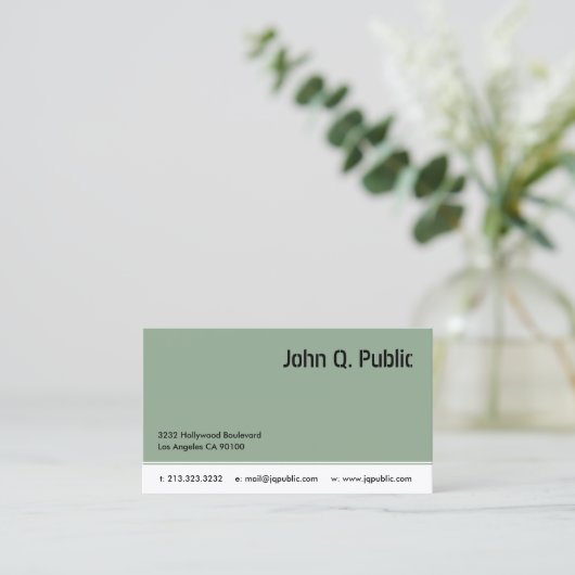 Modern elegant grijs groen visitekaartje (Staand voorkant)