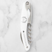 Modern Elegant Grijs Hart Script & Deer Antlers Kurkentrekker (Achterkant)