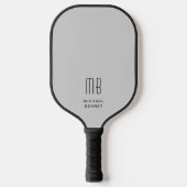 Modern Elegant Grijs Monogram Pickleball Paddle (Voorkant)