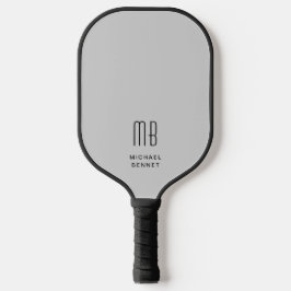 Modern Elegant Grijs Monogram Pickleball Paddle