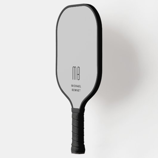 Modern Elegant Grijs Monogram Pickleball Paddle (Links)
