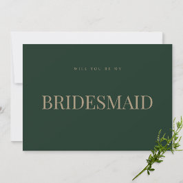 Modern & Elegant Groen Bruidsmeisje voorstel Kaart