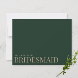 Modern & Elegant Groen Bruidsmeisje voorstel Kaart