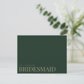 Modern & Elegant Groen Bruidsmeisje voorstel Kaart (Staand voorkant)