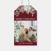 Modern elegant groen & foto | Rode kerst Cadeaulabel (Voorkant)