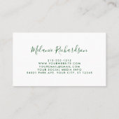 Modern Elegant Groen Geel Bloemengroen Visitekaartje (Achterkant)