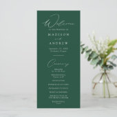 Modern Elegant Groen Huwelijksprogramma (Staand voorkant)