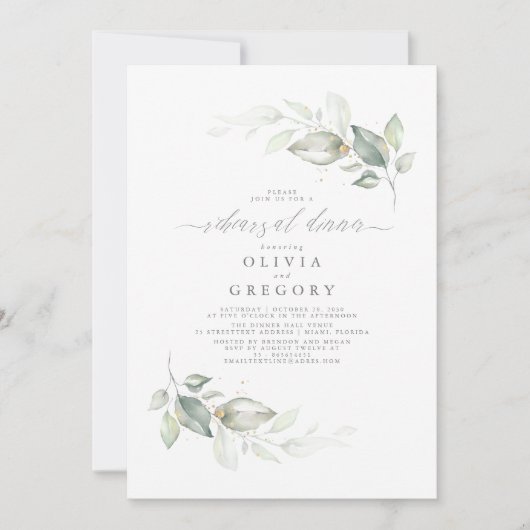 Modern Elegant Groen repetitie diner Kaart (Voorkant)