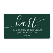 Modern elegant Groen Script Familie Retouradres Etiket (Voorkant)