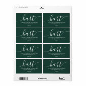 Modern elegant Groen Script Familie Retouradres Etiket (Full Sheet)