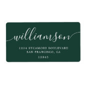 Modern elegant Groen Script Familie Retouradres Etiket (Voorkant)