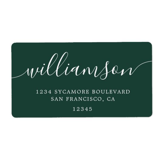 Modern elegant Groen Script Familie Retouradres Etiket (Voorkant)
