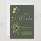 Modern Elegant Groen Thanksgiving Diner Kaart (Voorkant)