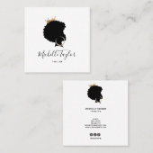 Modern Elegant Haarstylist Afro American Woman Vierkante Visitekaartje (Voorkant / Achterkant)
