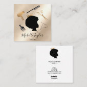 Modern Elegant Haarstylist Afro American Woman Vierkante Visitekaartje (Voorkant / Achterkant)
