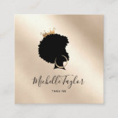 Modern Elegant Haarstylist Afro American Woman Vierkante Visitekaartje (Voorkant)