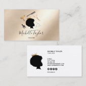 Modern Elegant Haarstylist Afro American Woman Visitekaartje (Voorkant / Achterkant)
