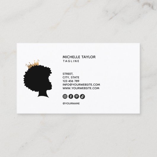 Modern Elegant Haarstylist Afro American Woman Visitekaartje (Achterkant)