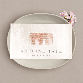 Modern Elegant Hair Stylist Roos Gold Sequin Comb. Visitekaartje