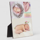 Modern Elegant Hallo Baby Foto geboortedatum Stats Fotoplaat (Zijkant)