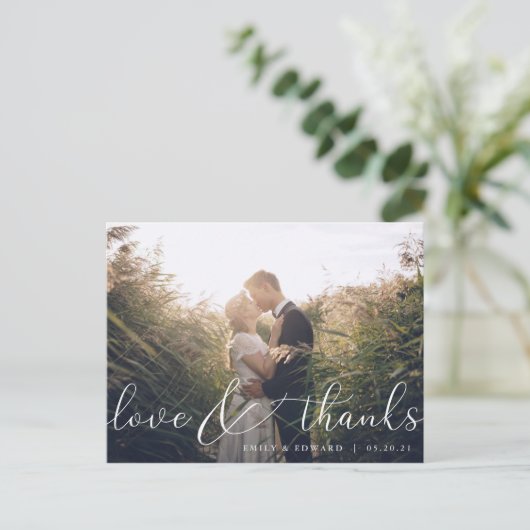 Modern Elegant Hand Lettering Wedding Bedankt Briefkaart (Staand voorkant)