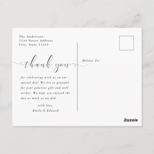 Modern Elegant Hand Lettering Wedding Bedankt Briefkaart (Achterkant)