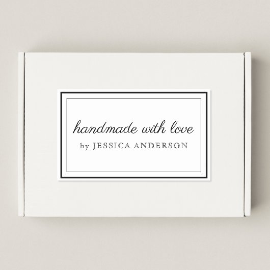 Modern elegant handgemaakt met Logo liefdesproduct Rechthoekige Sticker