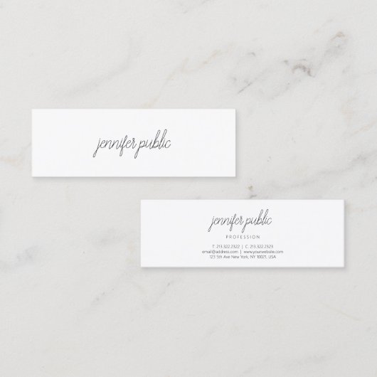 Modern Elegant Handgeschreven Script Eenvoudige Sj Mini Visitekaartje (Voorkant / Achterkant)