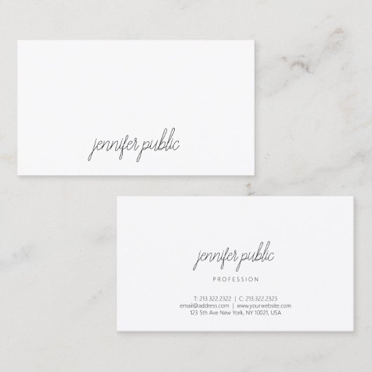 Modern Elegant Handgeschreven Script Eenvoudige Sj Visitekaartje (Voorkant / Achterkant)