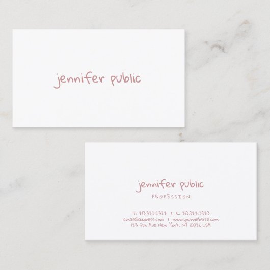 Modern Elegant Handgeschreven Script Eenvoudige Sj Visitekaartje (Voorkant / Achterkant)